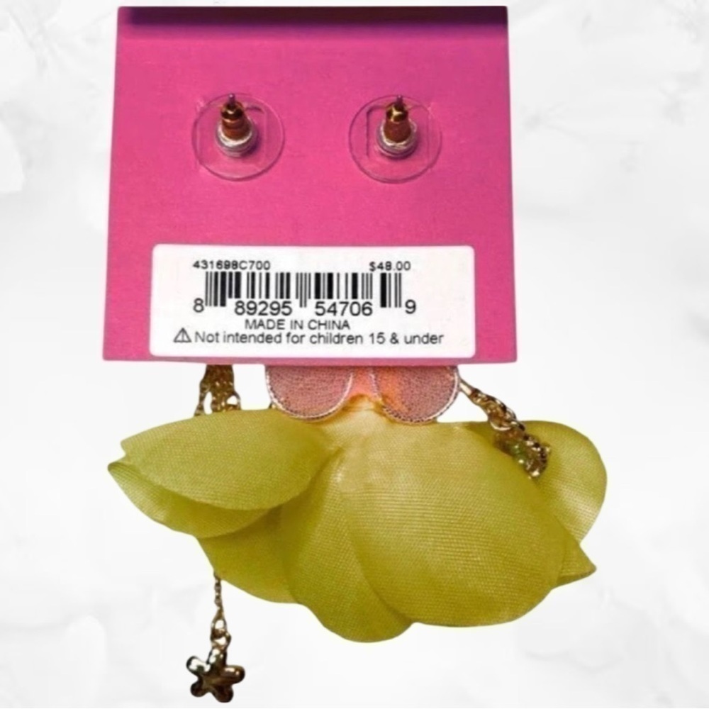 Betsey Johnson Bunny Fairy Earrings MisMatch Set Crystal Rhinestones Yellow Pink - Picture 4 of 5